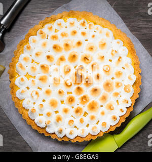 tart with lemon and Italian meringue Stock Photo