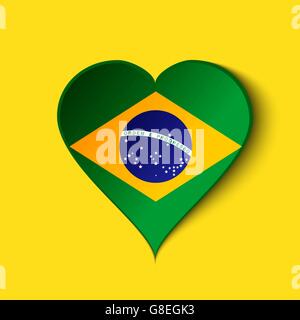 Brazil Heart icon with Brazilian Flag. Vector. EPS10 Stock Vector