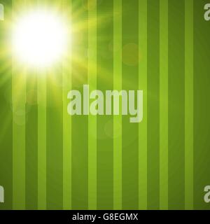 Abstract green blurry background with overlying semi transparent circles, light effects and sun burst. Vector. EPS10 Stock Vector