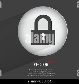padlock. Flat modern web button with long shadow and space for your text. Vector. EPS10 Stock Vector