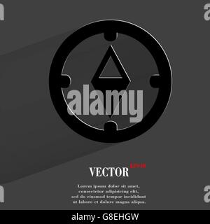 Compass. Flat modern web button with long shadow and space for your text. Vector. EPS10 Stock Vector