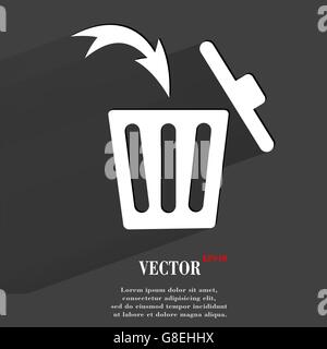 Trash bin. Flat modern web button with long shadow and space for your text. Vector. EPS10 Stock Vector