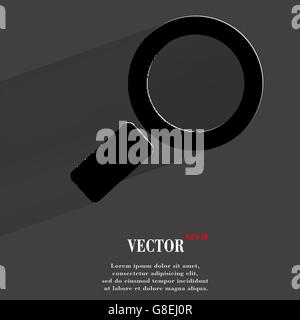 Search magnifier. Flat modern web button with long shadow and space for your text. Vector. EPS10 Stock Vector