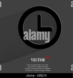 Watch. Flat modern web button with long shadow and space for your text. Vector. EPS10 Stock Vector
