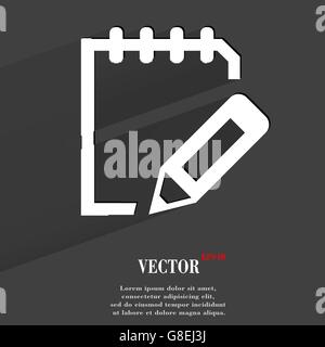 Notepad paper Documents. Flat modern web button with long shadow and space for your text. Vector. EPS10 Stock Vector