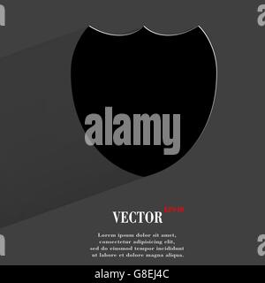 Shield protection. Flat modern web button with long shadow and space for your text. Vector. EPS10 Stock Vector