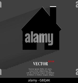 Home. Flat modern web button with long shadow and space for your text. Vector. EPS10 Stock Vector