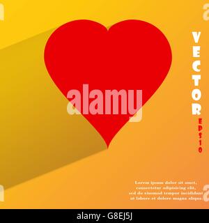 red heart web icon, flat design. Vector illustration. EPS10 Stock Vector