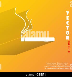 Smoking sign. cigarette. Flat modern web button with long shadow and space for your text. Vector. EPS10 Stock Vector