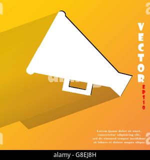 Megaphone, Loud-hailer . Flat modern web button with long shadow and space for your text. Vector. EPS10 Stock Vector