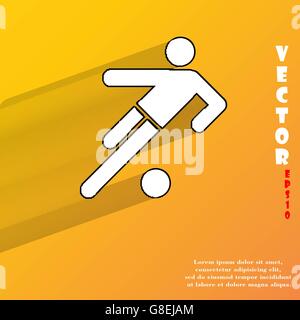 football player. Flat modern web button with long shadow and space for your text. Vector. EPS10 Stock Vector