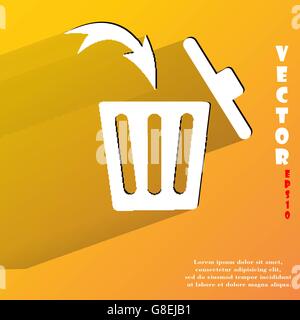 Trash bin. Flat modern web button with long shadow and space for your text. Vector. EPS10 Stock Vector