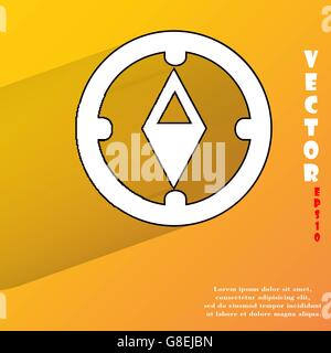 Compass. Flat modern web button with long shadow and space for your text. Vector. EPS10 Stock Vector