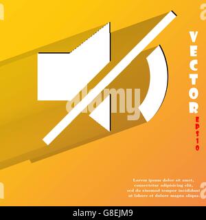 Mute sound. Flat modern web button with long shadow and space for your text. Vector. EPS10 Stock Vector