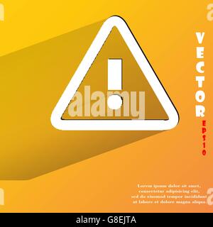 danger. exclamation mark. Flat modern web button with long shadow and space for your text. Vector. EPS10 Stock Vector