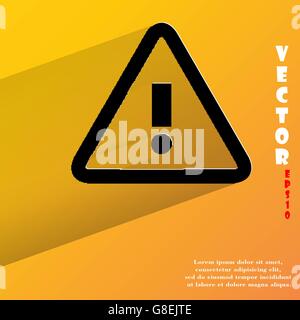 danger. exclamation mark. Flat modern web button with long shadow and space for your text. Vector. EPS10 Stock Vector