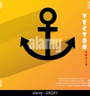 Anchor. Flat modern web button with long shadow and space for your text. Vector. EPS10 Stock Vector