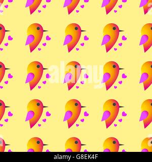 bird sparrow. St. Valentine's Day. Seamless pattern. Vector illustration Stock Vector