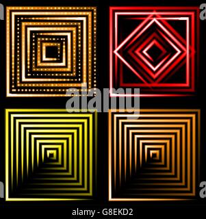 set of multicolored neon square background with place for your text Stock Vector