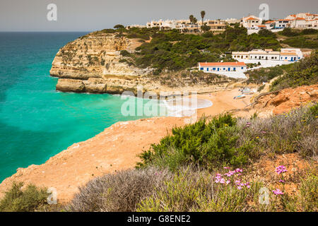A view of beach in Benagil fishing village on coast of Portugal Stock Photo