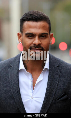 George Kay, estranged husband of former Atomic Kitten singer Kerry Katona, leaves Brighton Magistrates Court in Brighton, East Sussex, where he was charged with assaulting her. Stock Photo