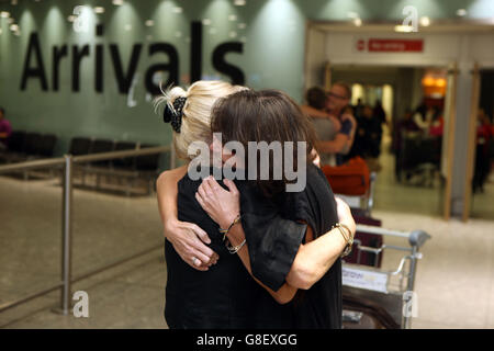 Journalists jailed in Indonesia return home Stock Photo