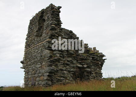 Ruins of St Marys Abbey Tower on Bardsey Island, North Wales Stock Photo