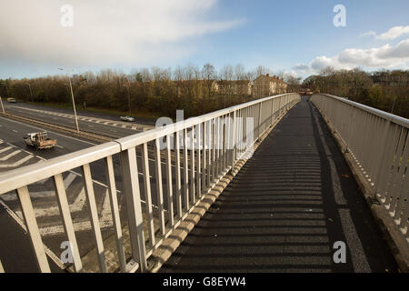The bridge over the A1 in East Denton, Newcastle, where a 28-year-old man allegedly tried to push an on-duty police officer off onto the road. Stock Photo