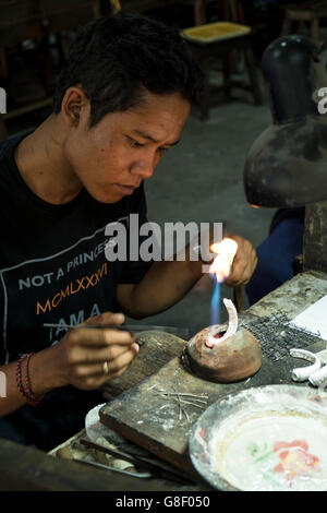 Silversmiths in Bali, Indonesia Stock Photo