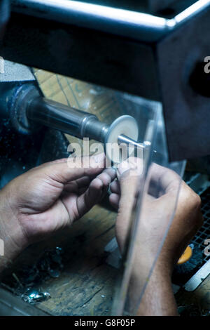 Silversmiths in Bali, Indonesia Stock Photo