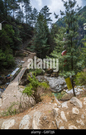 Himalayan village on the track to the Everest base camp. Stock Photo