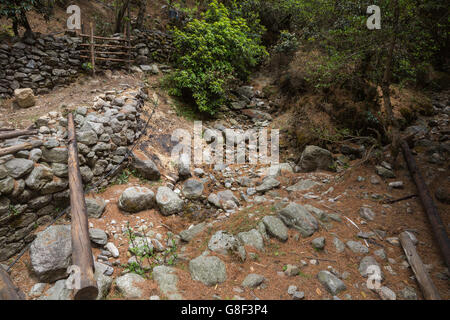 Himalayan village on the track to the Everest base camp. Stock Photo