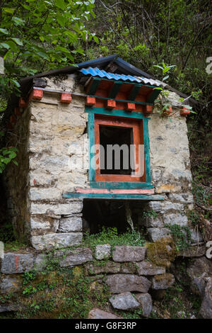 Himalayan village on the track to the Everest base camp. Stock Photo