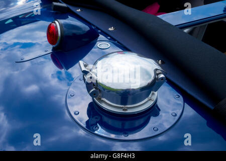 Lamp and petrol cap on a Jaguar C Type racing car Stock Photo