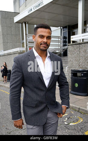 George Kay, estranged husband of former Atomic Kitten singer Kerry Katona, leaves Brighton Magistrates Court in Brighton, East Sussex, where he was charged with assaulting her. Stock Photo