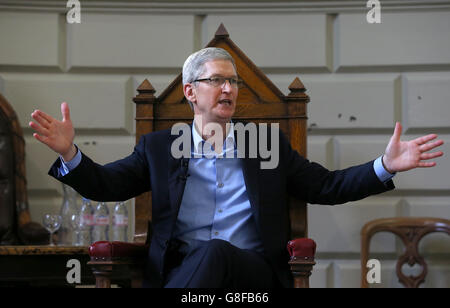 Apple chief executive Tim Cook at Trinity College in Dublin where he ...