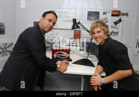 Teenager Alex Pettyfer (right), is announced, as the actor to play Alex Rider in the new film Stormbreaker, based on the first of the best-selling novels by Anthony Horowitz (pictured left) about a reluctant teenage superspy. Stock Photo