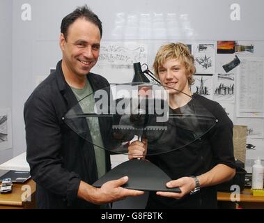 Teenager Alex Pettyfer (right), is announced, as the actor to play Alex Rider in the new film Stormbreaker, based on the first of the best-selling novels by Anthony Horowitz (pictured left) about a reluctant teenage superspy. Stock Photo