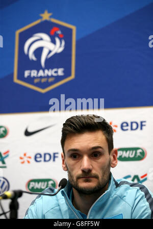 England v France - International Friendly - France Press Conference - Wembley Stadium. France captain Hugo Lloris during a press conference at Wembley Stadium, London. Stock Photo