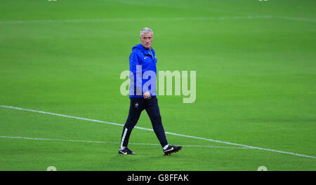 England v France - International Friendly - France Training Session - Wembley Stadium. France manager Didier Deschamps during a training session at Wembley Stadium, London. Stock Photo