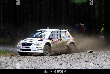 FIA World Rally Championship - Wales Rally GB - Day Four. TGS Worldwide's Driver Teemu Suninen and co-driver Mikko Markkula in a Skoda Fabia S2000 during day four of the Wales Rally GB. Stock Photo