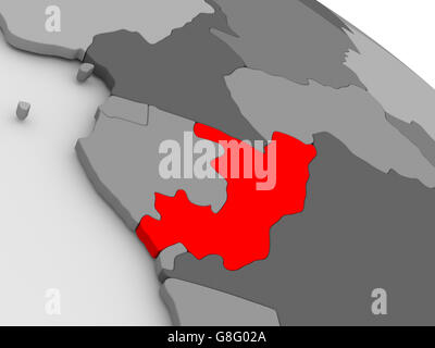 Congo highlighted in red on model of globe. 3D illustration Stock Photo