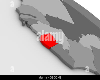 Sierra Leone highlighted in red on political globe with transparent ...