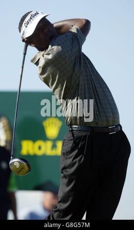 Fiji's Vijay Singh tees off at the 15th hole during practice. ***, NO MOBILE PHONE USE*** Stock Photo