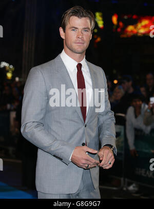 Chris Hemsworth arriving for the European premiere of In the Heart of the Sea at the Empire, Leicester Square in London. Stock Photo