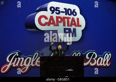 Marvin Humes on stage during the Capital FM Jingle Bell Ball 2015 held at The O2 Arena, London Stock Photo