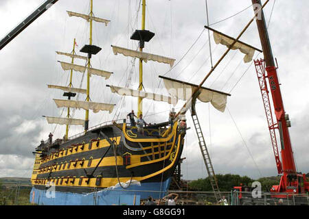 Replica of Horatio Nelson's Flagship HMS Victory - Great Torrington Stock Photo