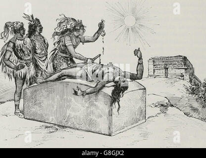 Aztecs sacrificing to the Sun Stock Photo