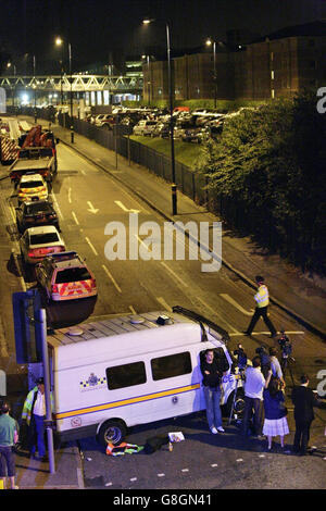 The scene at Luton station car park where police found a car believed to have been hired by the London bombers. The vehicle is thought to have been left at the station when three of the four suicide bombers arrived to catch a train into the capital. Stock Photo