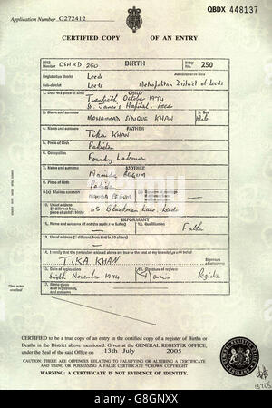 Birth certificate, London Stock Photo - Alamy